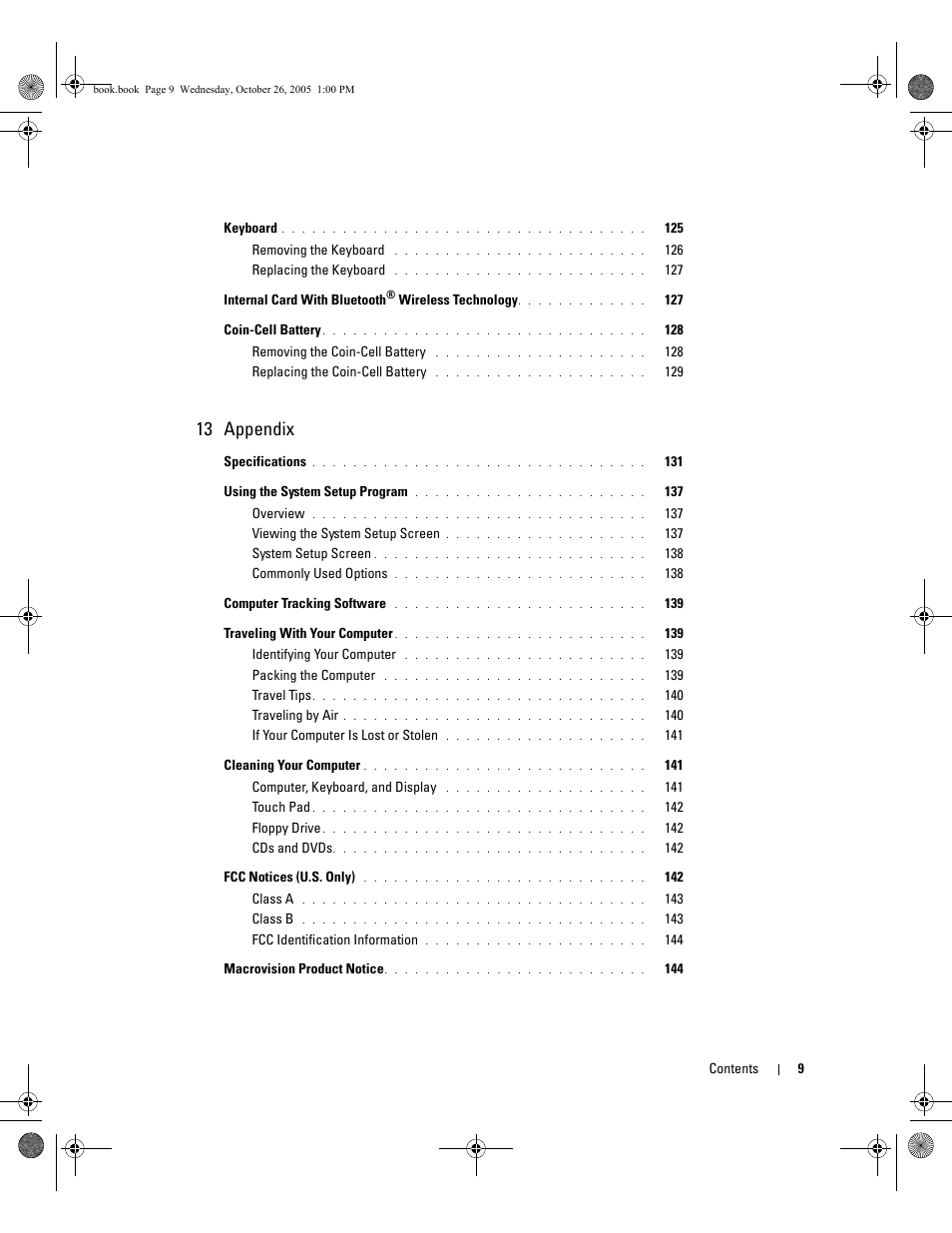 13 appendix | Dell XPS M140 (MXC051, Late 2005) User Manual | Page 9 / 180