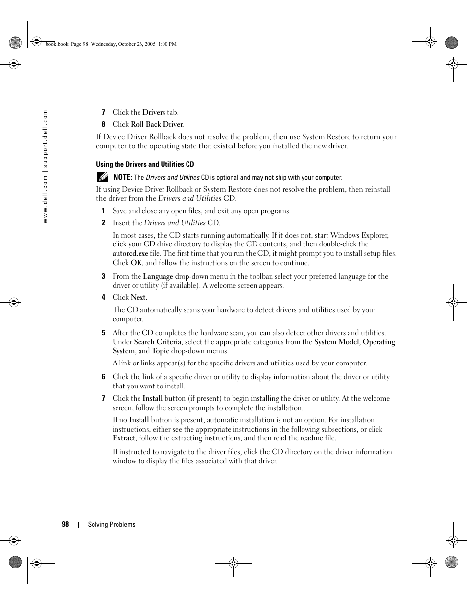 Dell XPS M140 (MXC051, Late 2005) User Manual | Page 98 / 180