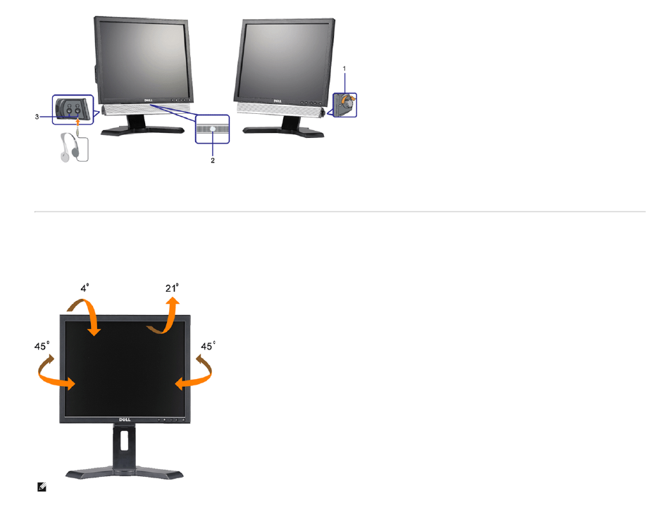 Using the tilt, swivel, and vertical extension, Tilt/swivel | Dell 1908FP Monitor User Manual | Page 25 / 32