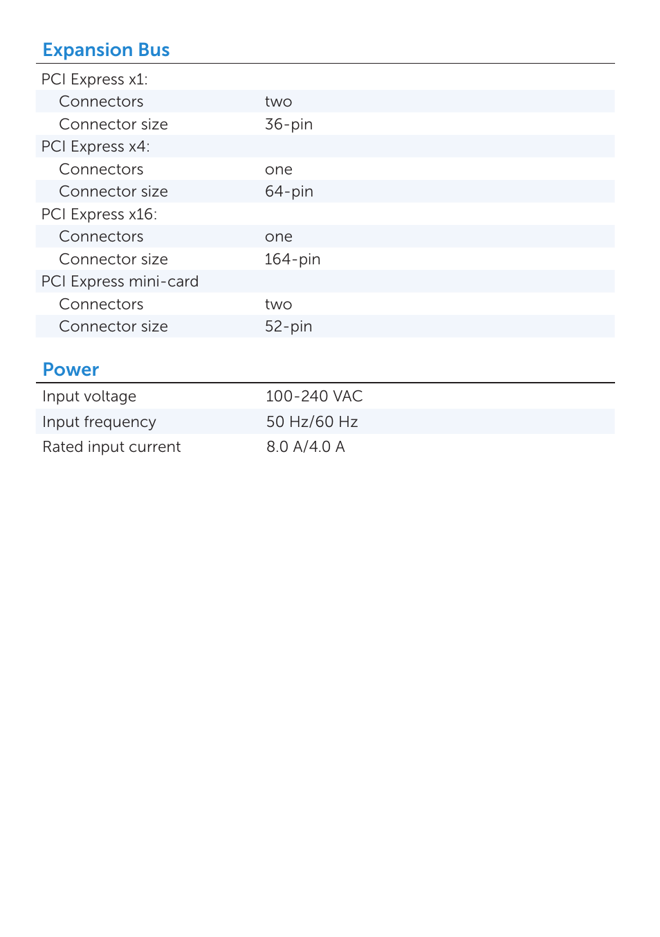 Expansion bus, Power | Dell XPS 8700 (Mid 2013) User Manual | Page 5 / 6