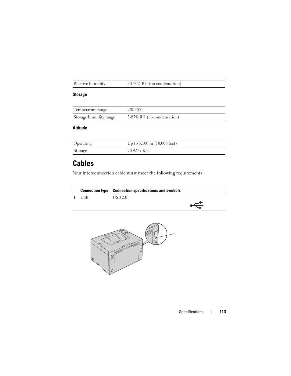 Cables | Dell 1250c Color Laser Printer User Manual | Page 115 / 174