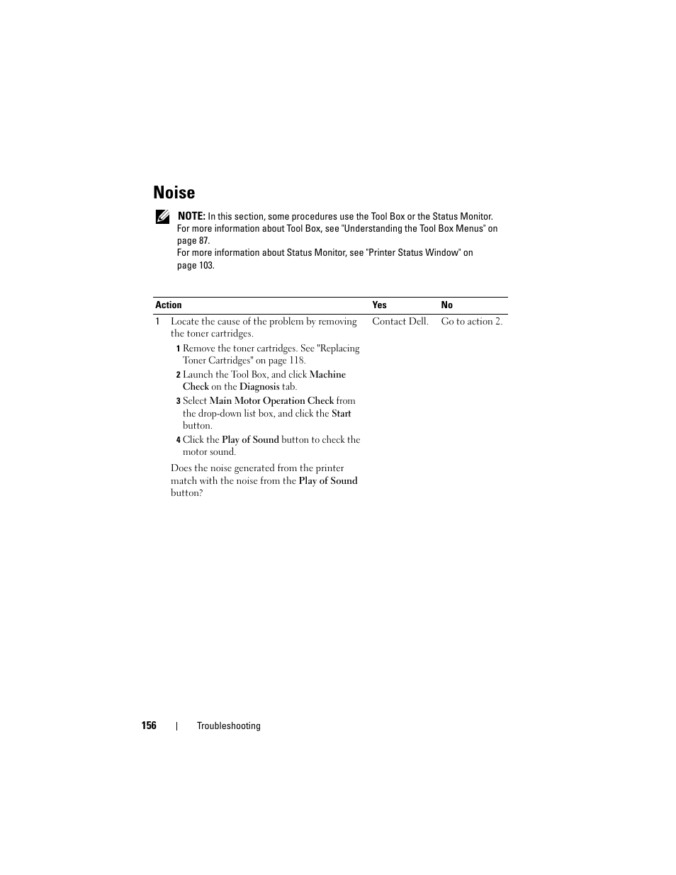 Noise | Dell 1250c Color Laser Printer User Manual | Page 158 / 174