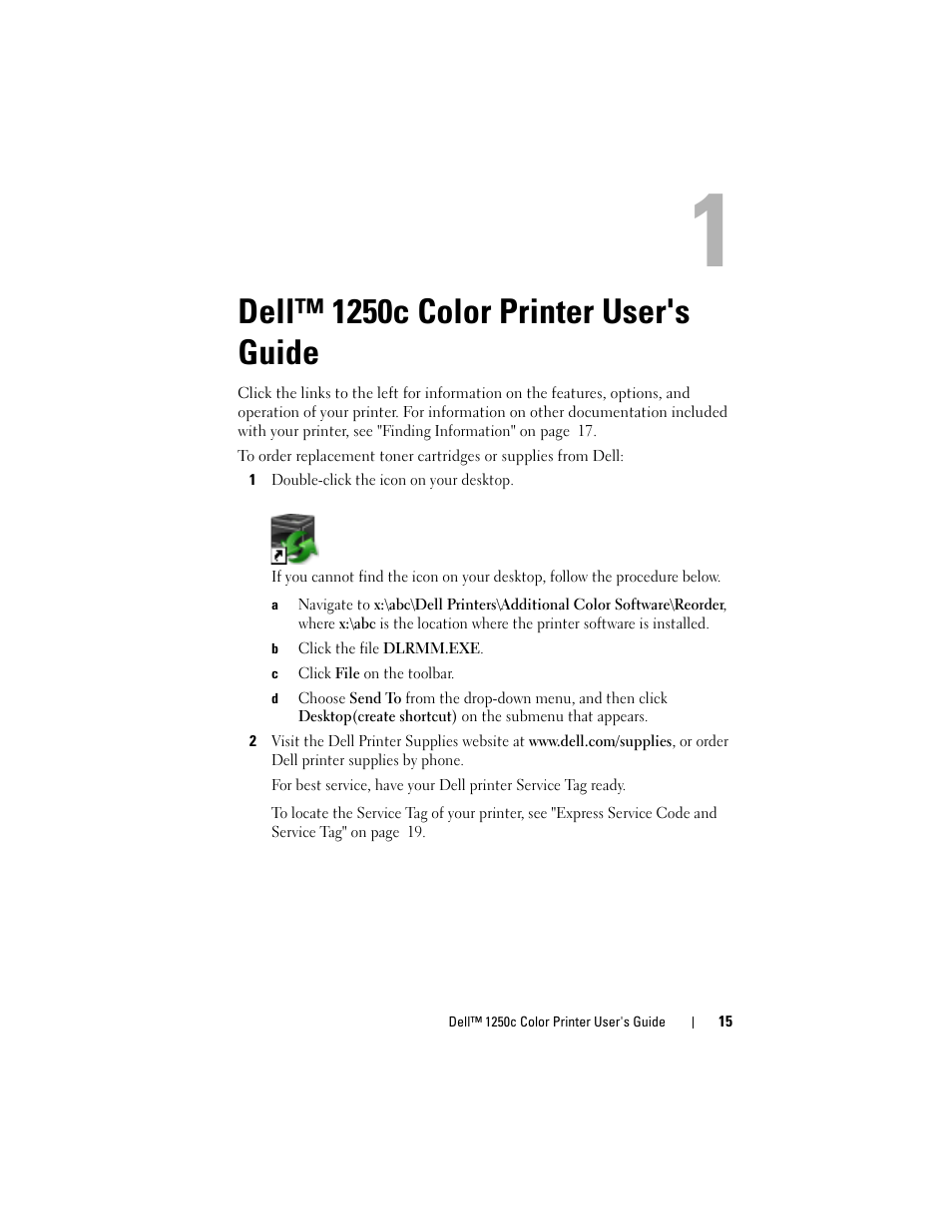 Dell™ 1250c color printer user's guide | Dell 1250c Color Laser Printer User Manual | Page 17 / 174