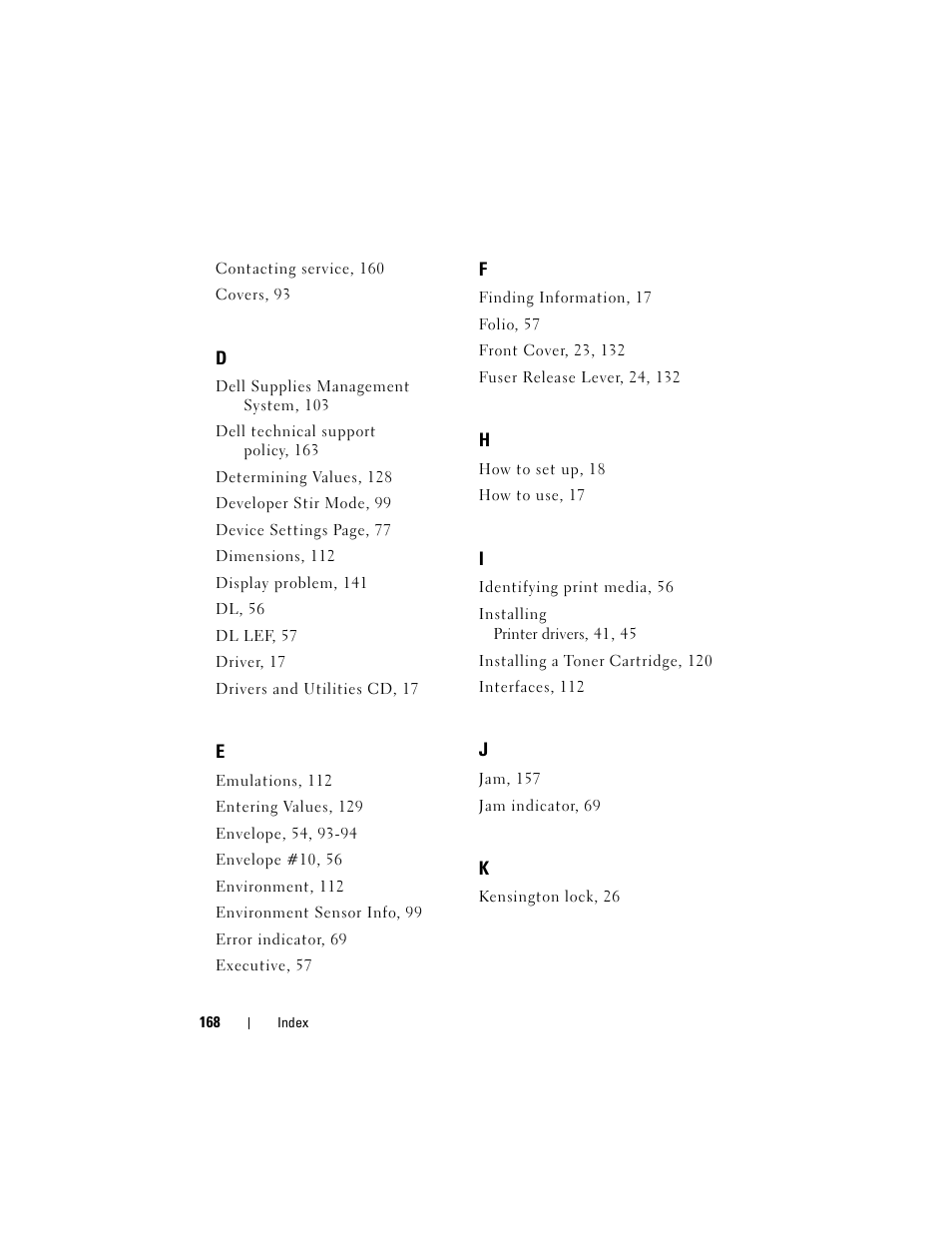 Dell 1250c Color Laser Printer User Manual | Page 170 / 174