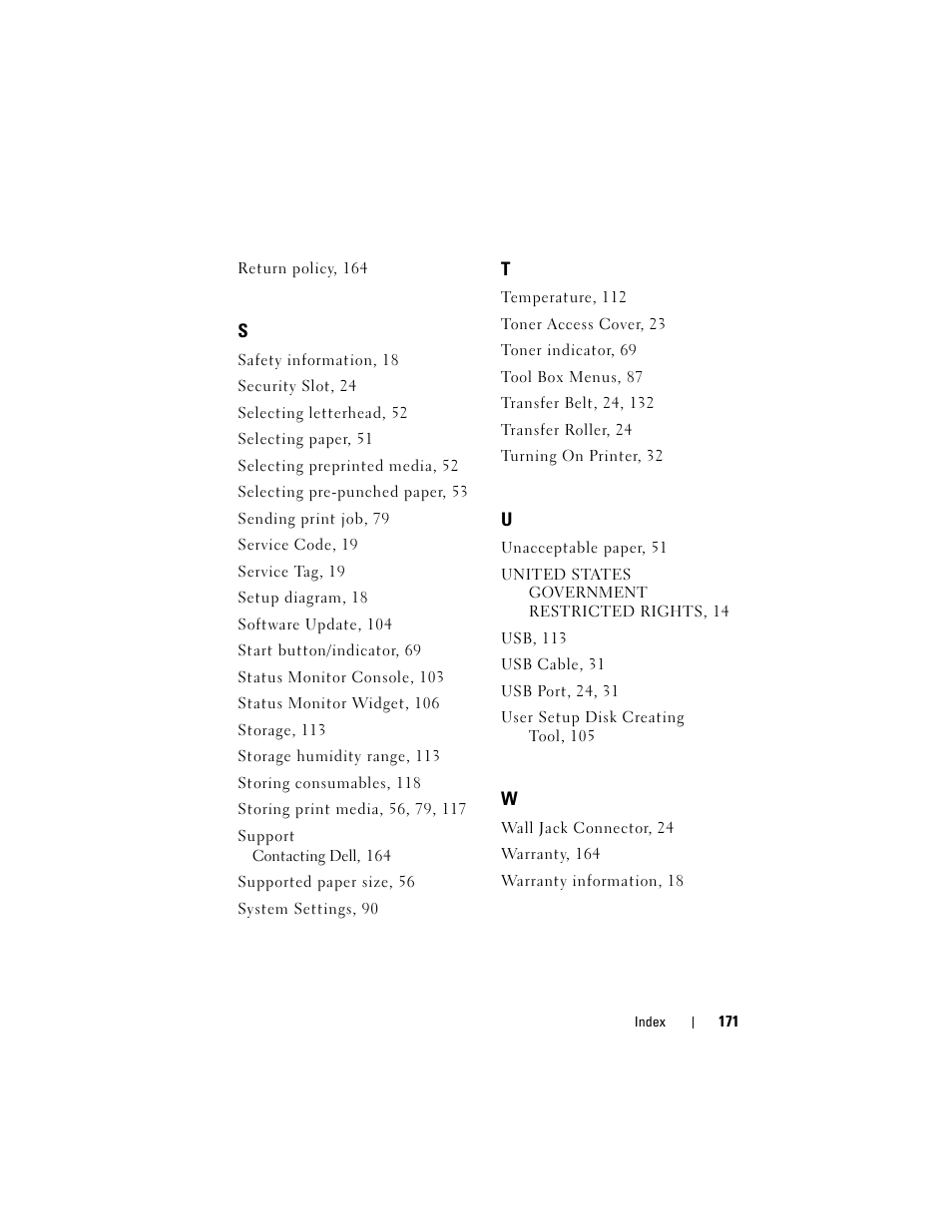 Dell 1250c Color Laser Printer User Manual | Page 173 / 174