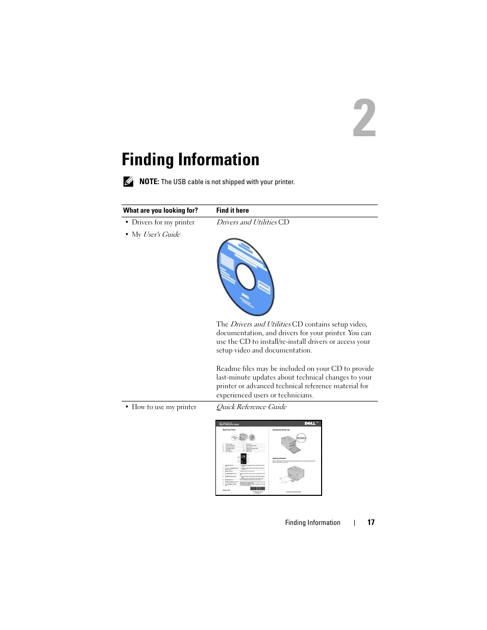 Finding information | Dell 1250c Color Laser Printer User Manual | Page 19 / 174