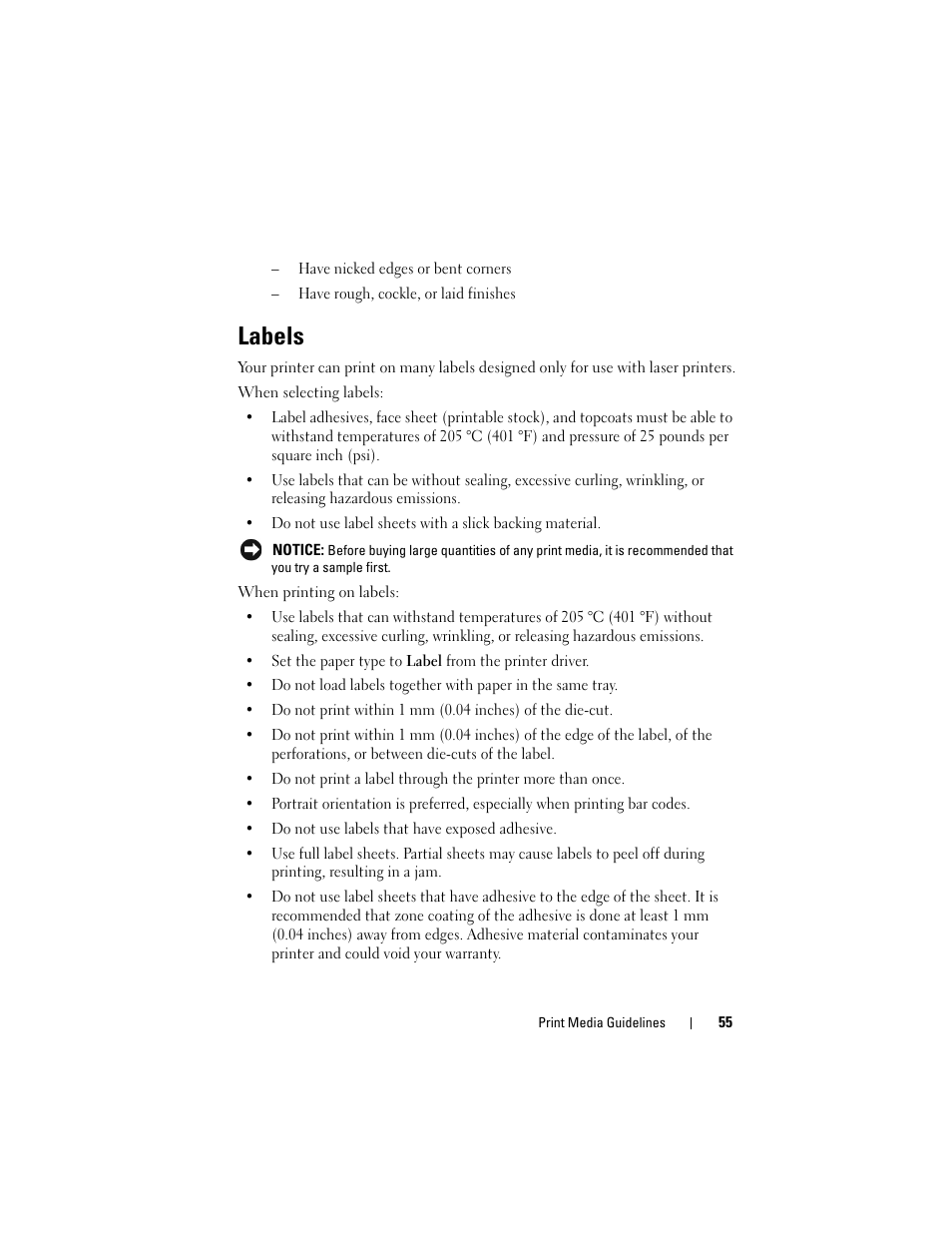 Labels | Dell 1250c Color Laser Printer User Manual | Page 57 / 174