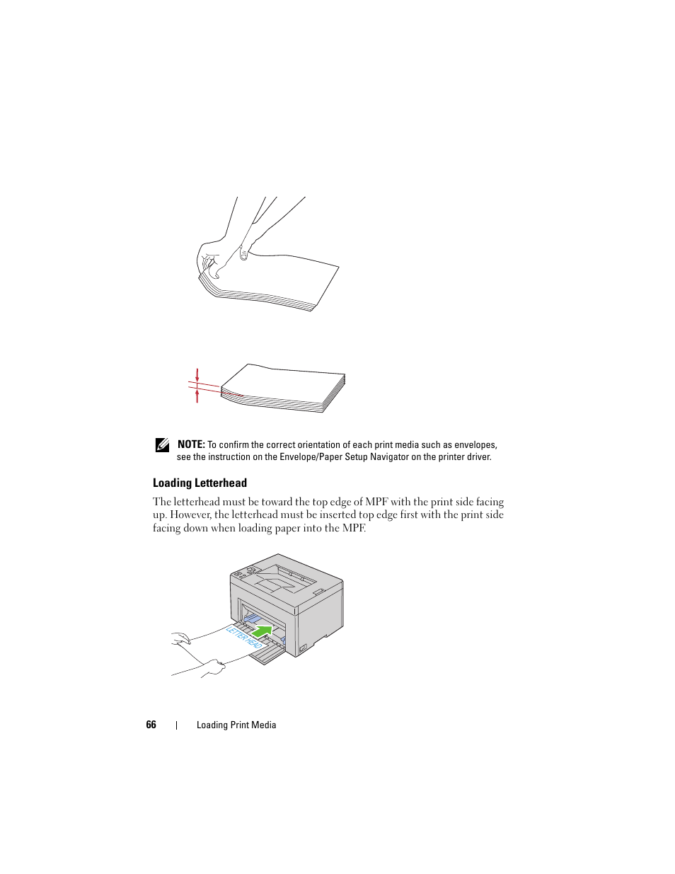 Loading letterhead | Dell 1250c Color Laser Printer User Manual | Page 68 / 174