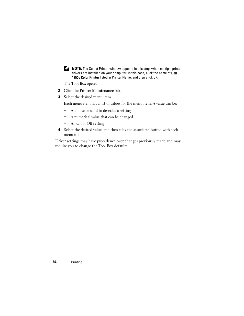 Dell 1250c Color Laser Printer User Manual | Page 86 / 174