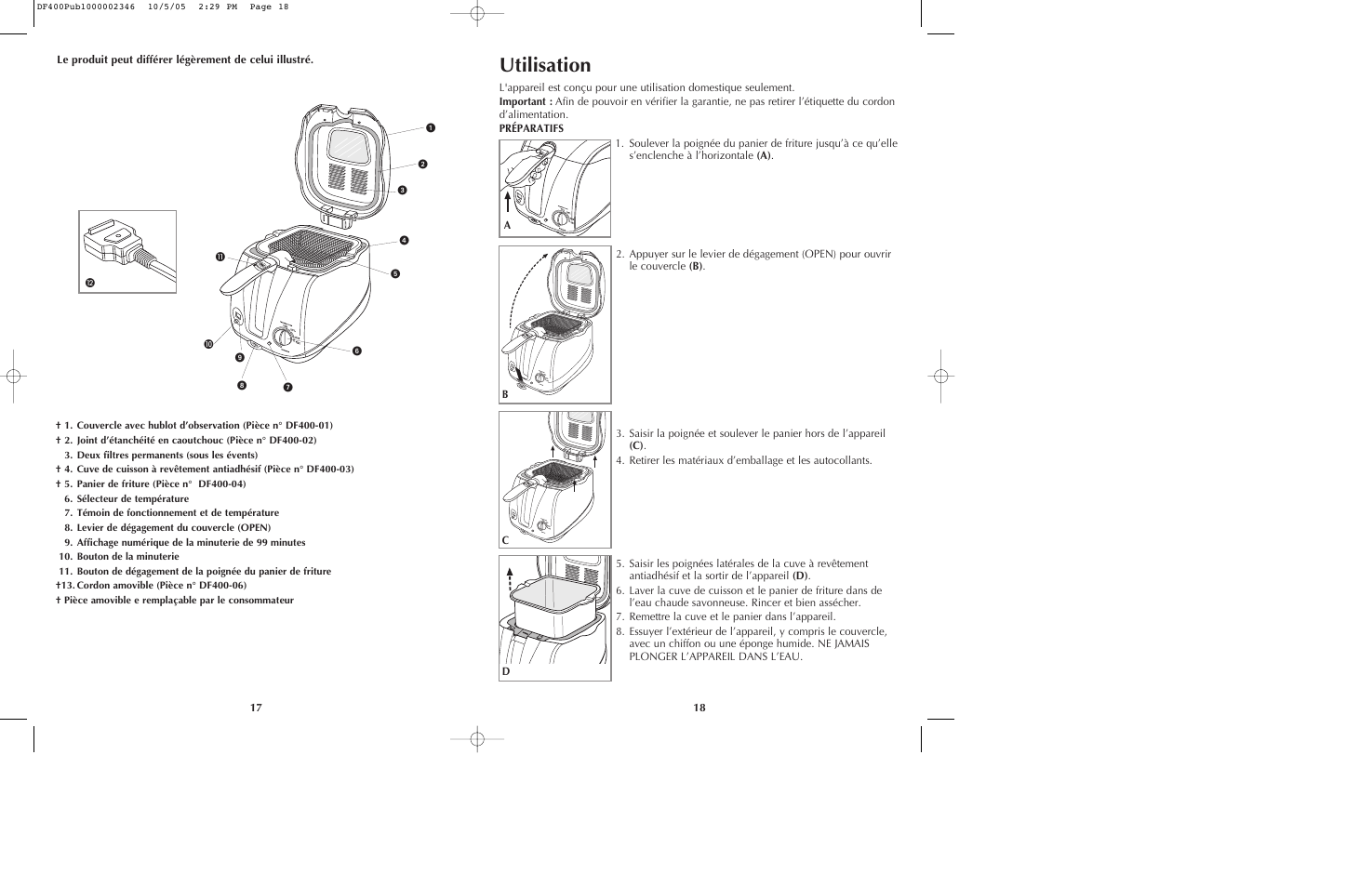 Utilisation | Black & Decker DF400 User Manual | Page 10 / 15