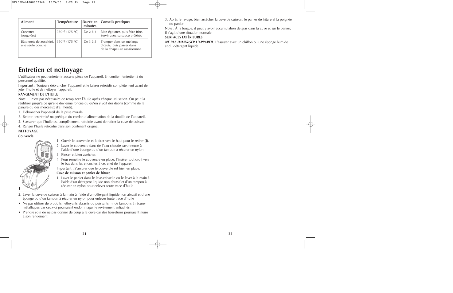 Entretien et nettoyage | Black & Decker DF400 User Manual | Page 12 / 15