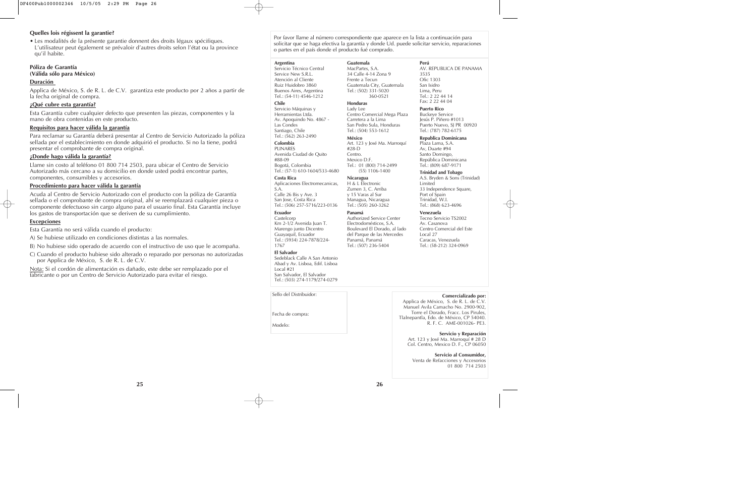 Black & Decker DF400 User Manual | Page 14 / 15