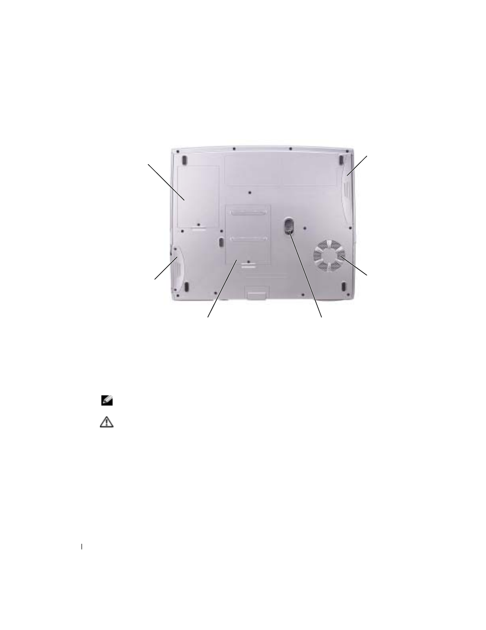 Bottom view | Dell Latitude 100L User Manual | Page 28 / 142