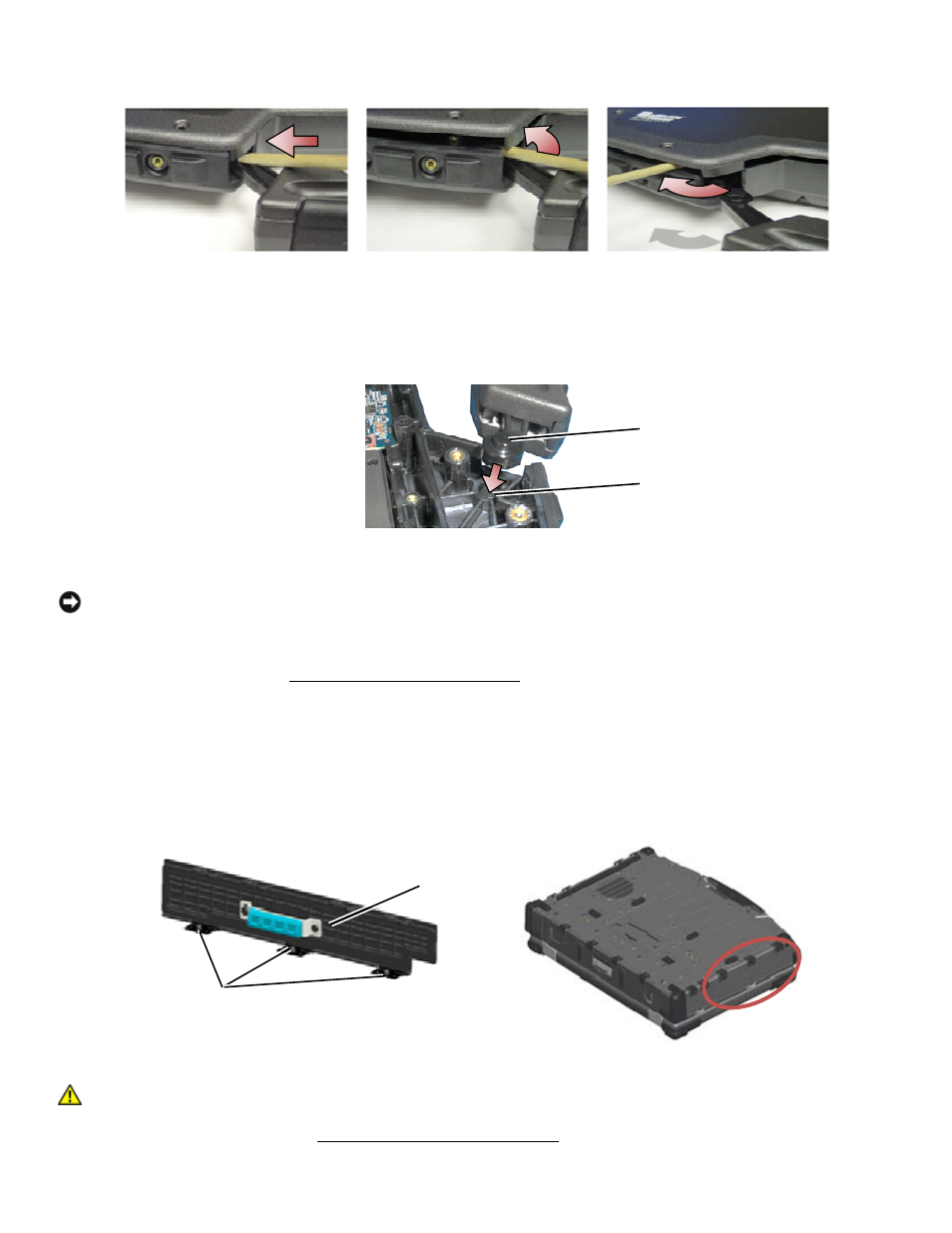 2 replacing the handle, 37 doors, 1 removing media bay door | Eplacing the, Andle, Doors, Emoving, Edia, S (see replacing the handle), Parts location | Dell Latitude E6400 XFR (Mid 2008) User Manual | Page 64 / 73