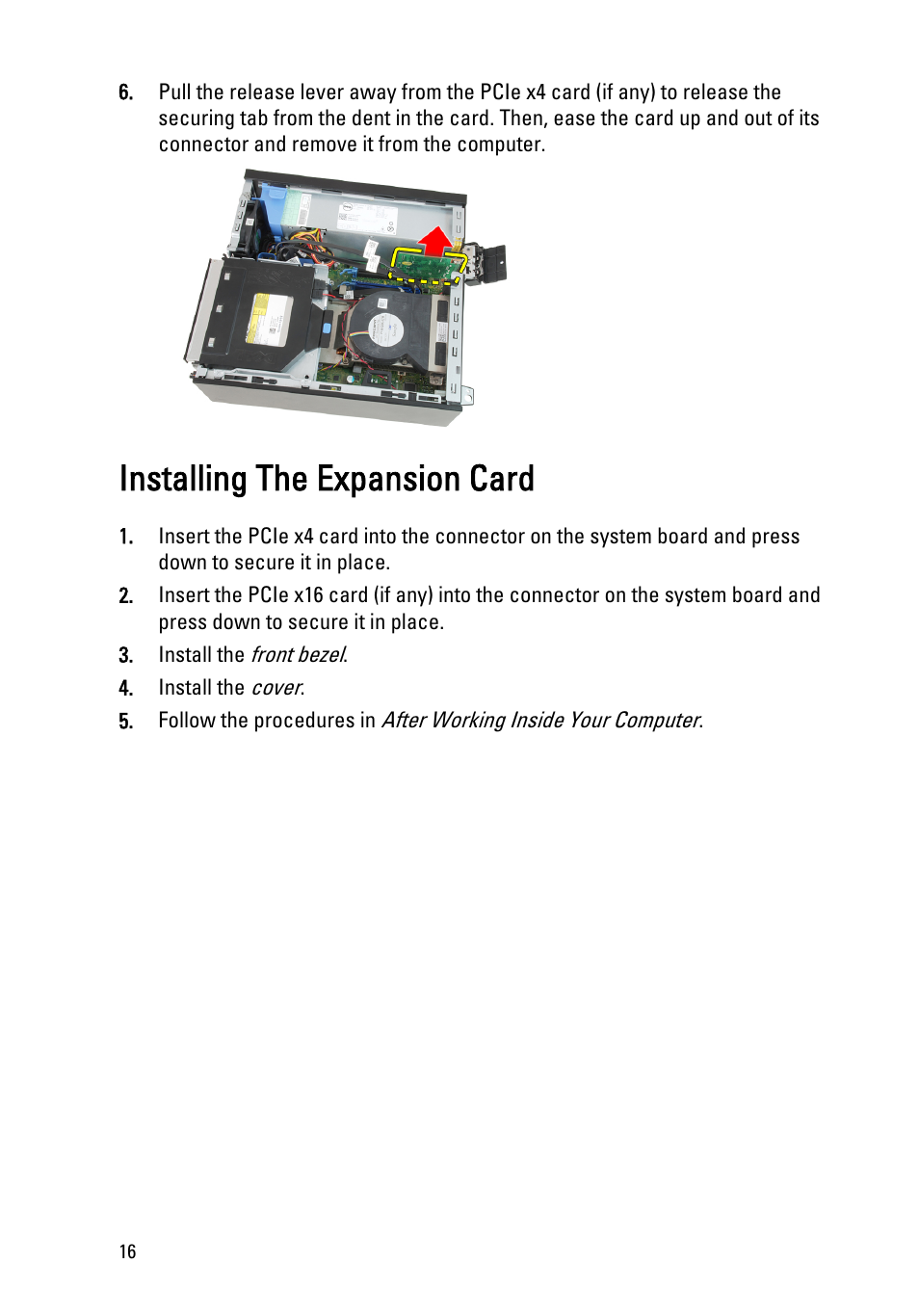 Installing the expansion card | Dell OptiPlex 990 (Early 2011) User Manual | Page 16 / 99