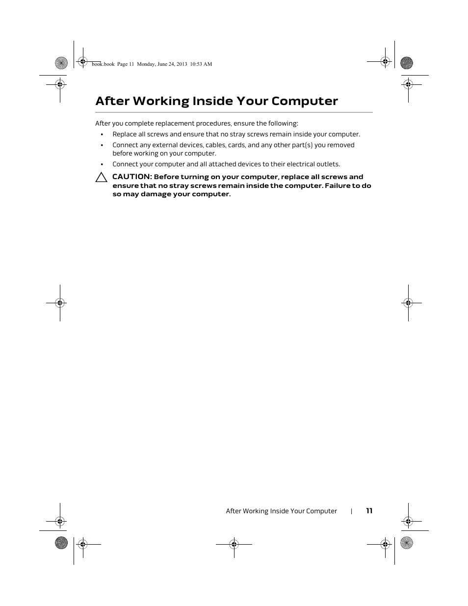 After working inside your computer | Dell Alienware 14 (Mid 2013) User Manual | Page 11 / 109