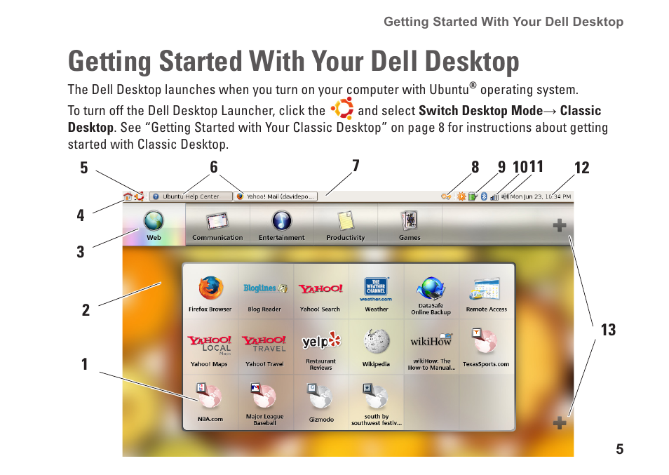 Getting started with your dell desktop, Getting started with your dell desktop   5 | Dell Vostro A90 (Late 2008) User Manual | Page 4 / 19