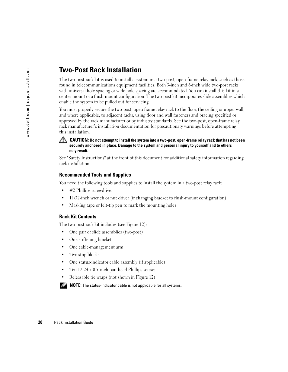 Two-post rack installation | Dell PowerVault 745N User Manual | Page 20 / 30