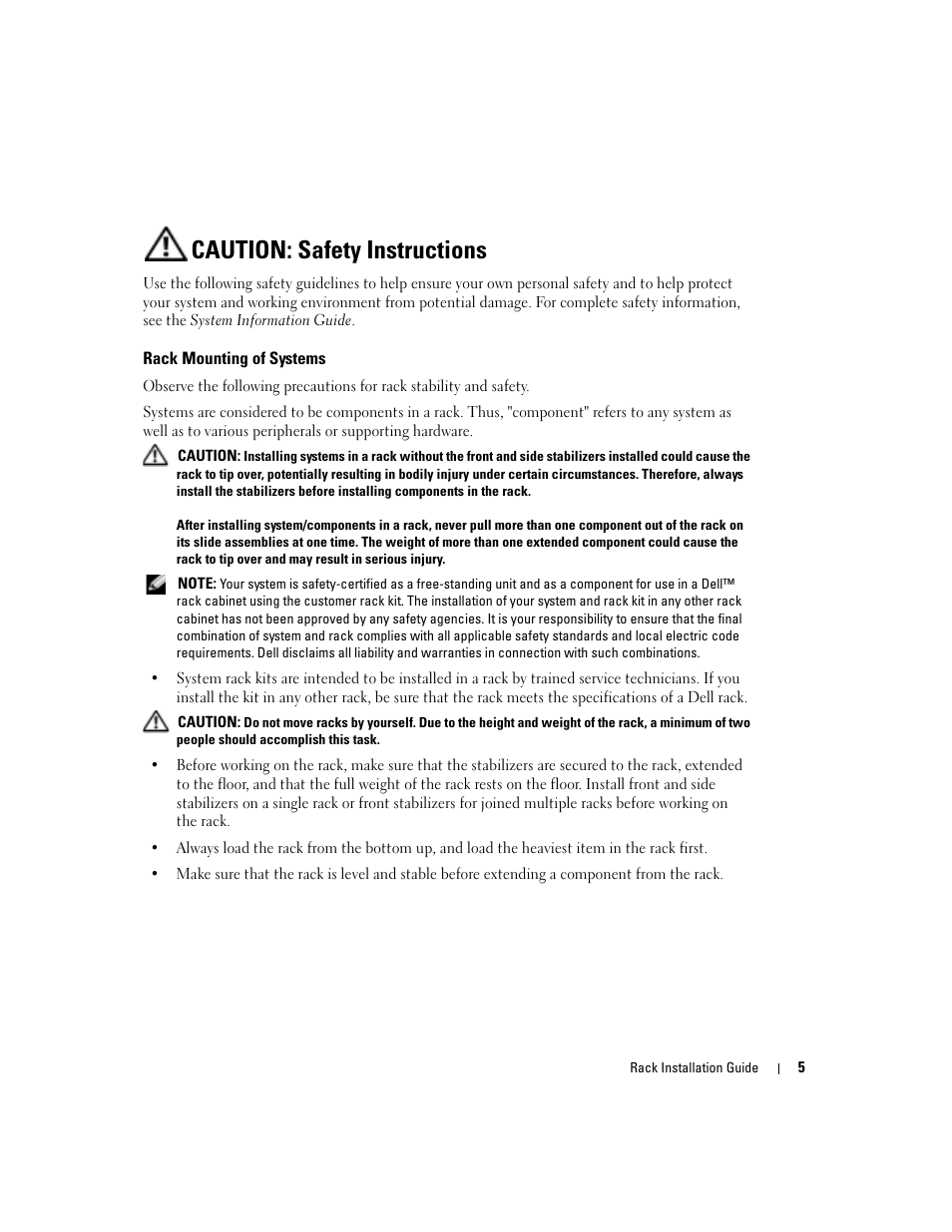 Caution: safety instructions | Dell PowerVault 745N User Manual | Page 5 / 30