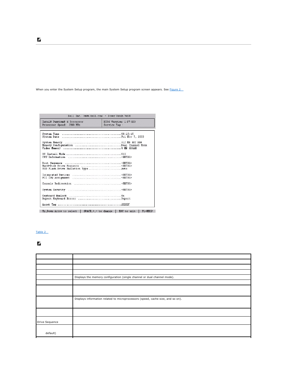 System setup options, Main screen | Dell PowerVault 745N User Manual | Page 22 / 28