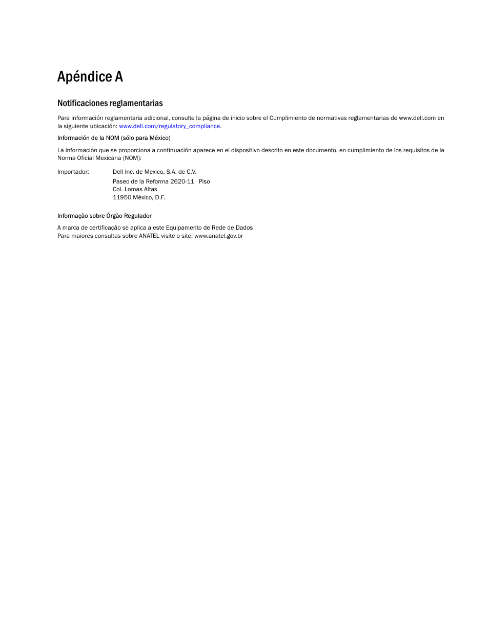 Apéndice a, Notificaciones reglamentarias | Dell POWEREDGE M1000E User Manual | Page 107 / 138