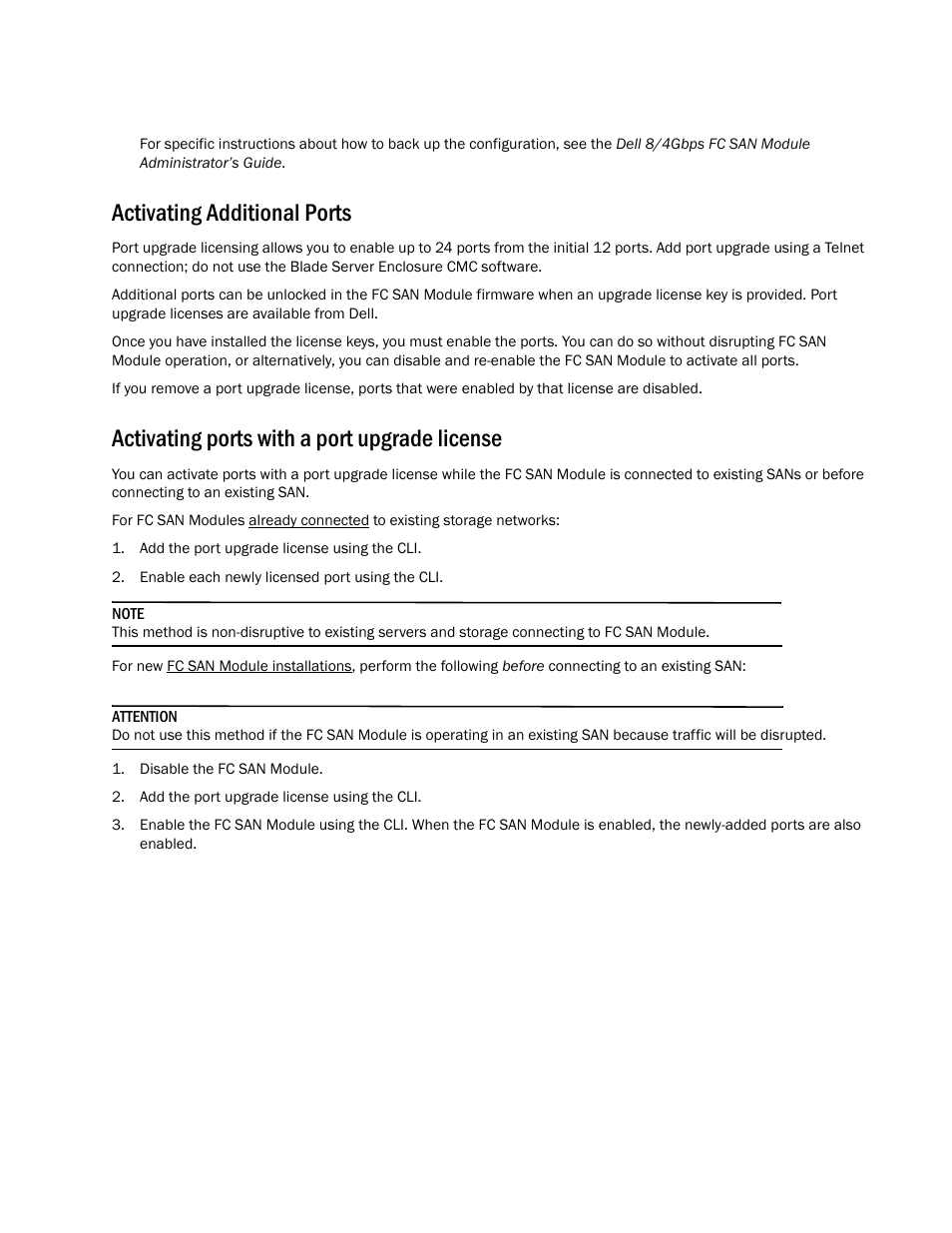 Activating additional ports, Activating ports with a port upgrade license | Dell POWEREDGE M1000E User Manual | Page 11 / 138