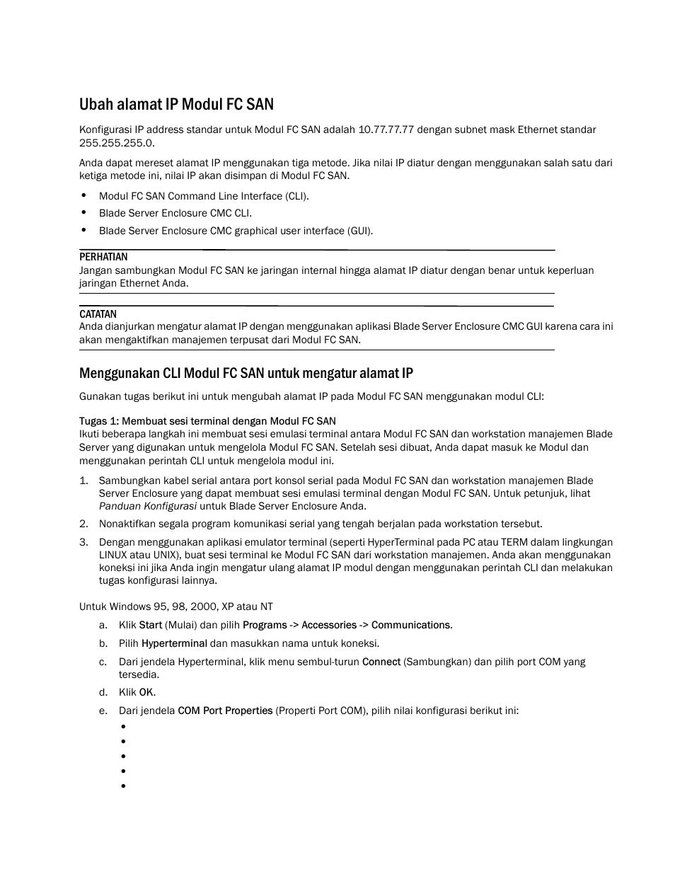 Modifier l'adresse ip du module san fc, Ubah alamat ip modul fc san | Dell POWEREDGE M1000E User Manual | Page 37 / 138