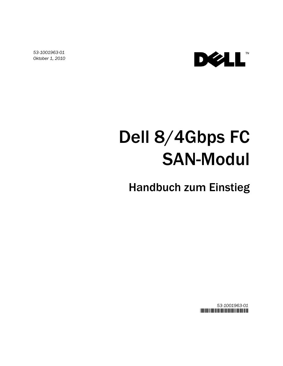 Dell 8/4gbps fc san-modul, Handbuch zum einstieg | Dell POWEREDGE M1000E User Manual | Page 43 / 138