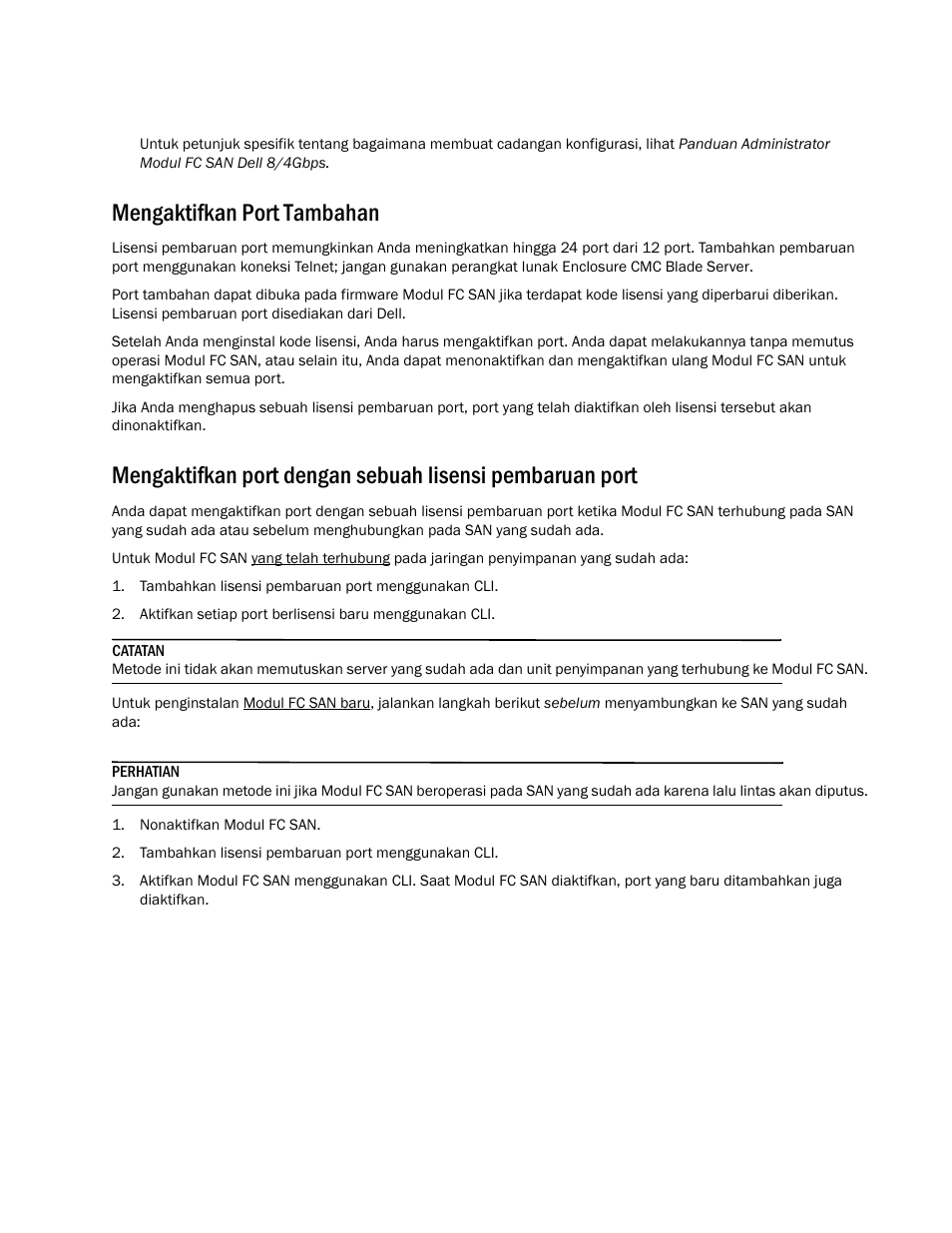 Mengaktifkan port tambahan | Dell POWEREDGE M1000E User Manual | Page 63 / 138