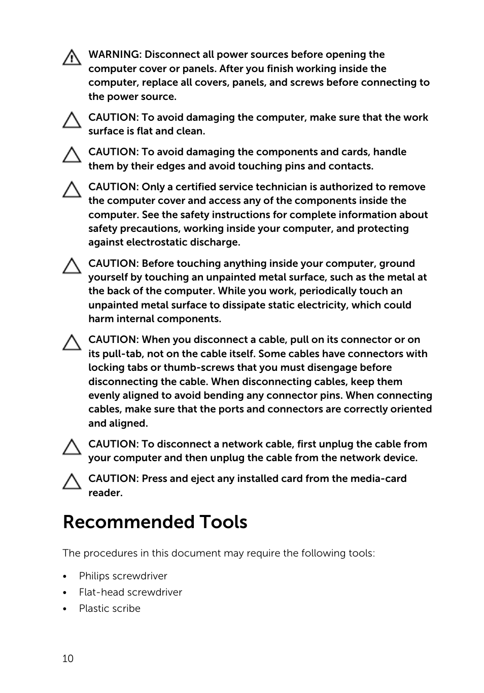 Recommended tools | Dell Inspiron 11 3148 User Manual | Page 10 / 82