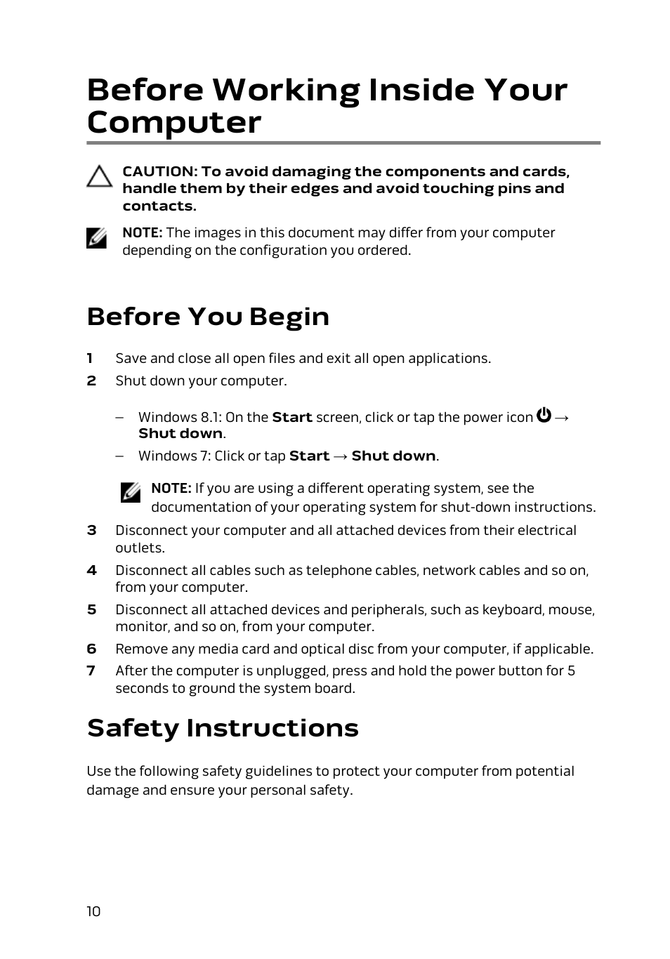 Before working inside your computer, Before you begin, Safety instructions | Dell Alienware Area 51 R2 (Late 2014) User Manual | Page 10 / 133