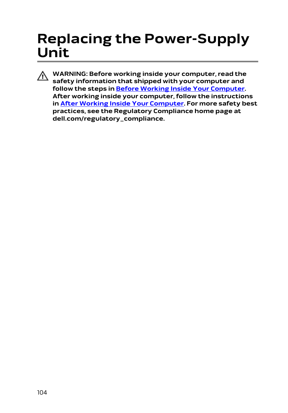 Replacing the power-supply unit | Dell Alienware Area 51 R2 (Late 2014) User Manual | Page 104 / 133