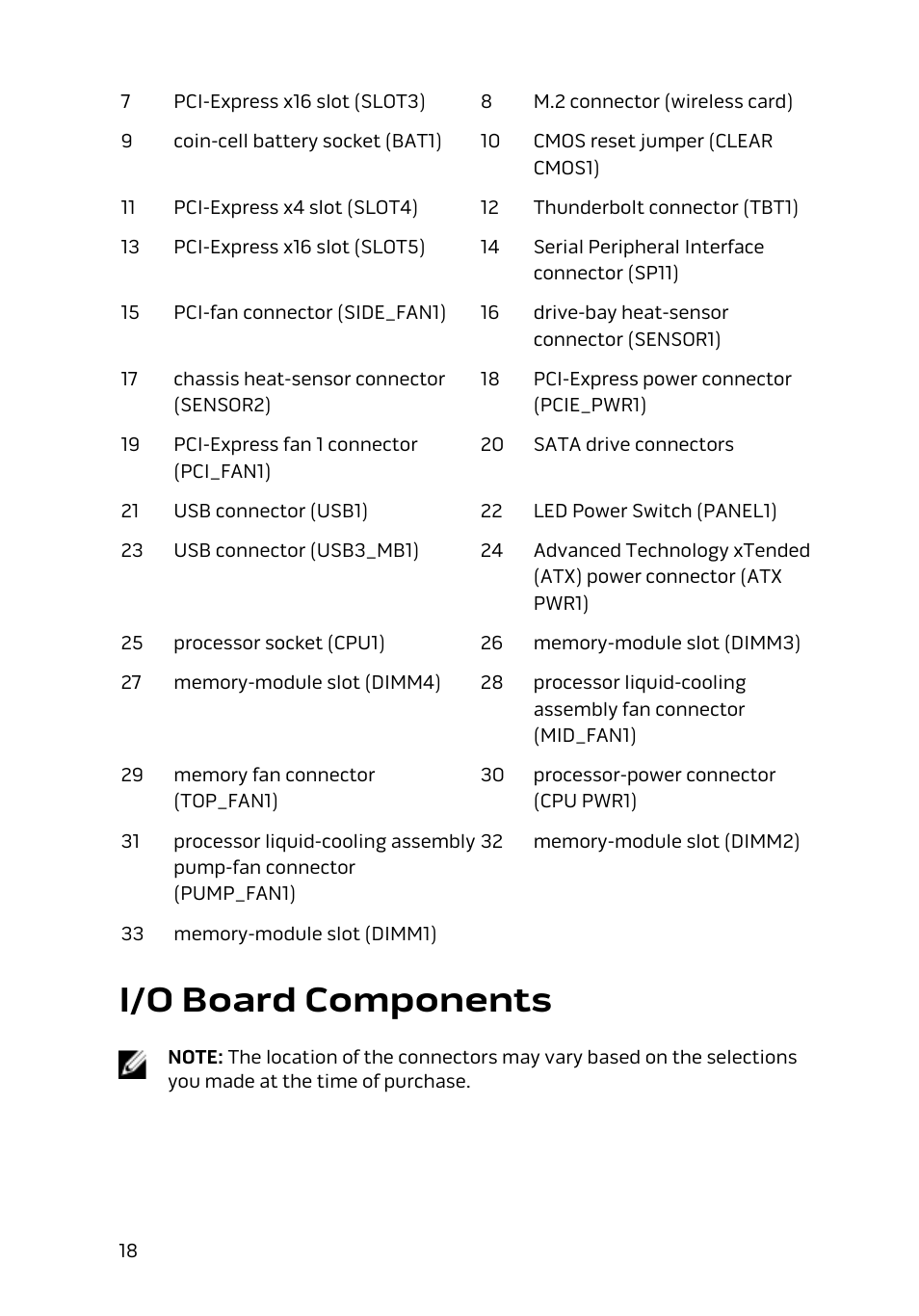 I/o board components | Dell Alienware Area 51 R2 (Late 2014) User Manual | Page 18 / 133