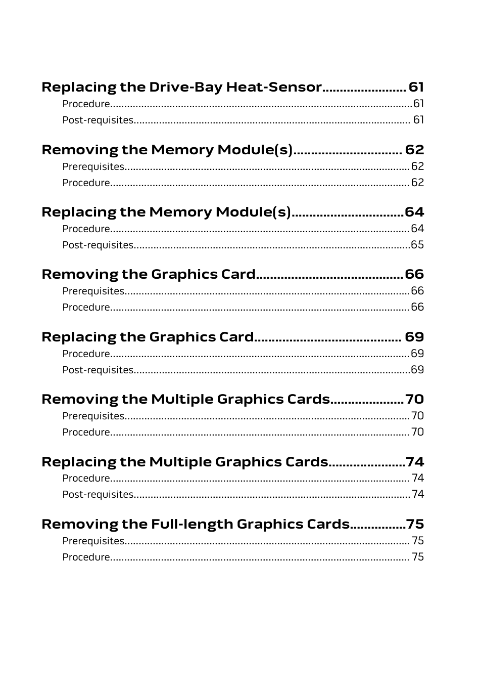 Replacing the drive-bay heat-sensor, Removing the graphics card, Replacing the graphics card | Removing the multiple graphics cards, Replacing the multiple graphics cards, Removing the full-length graphics cards | Dell Alienware Area 51 R2 (Late 2014) User Manual | Page 6 / 133