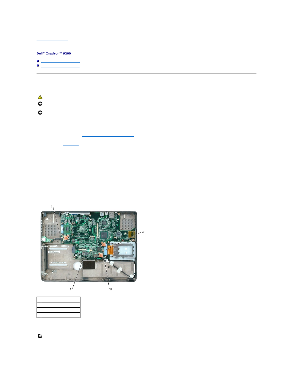System board, Removing the system board | Dell Inspiron 9200 User Manual | Page 10 / 55