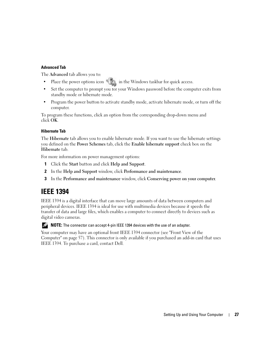 Ieee 1394 | Dell Dimension 9100 User Manual | Page 27 / 140