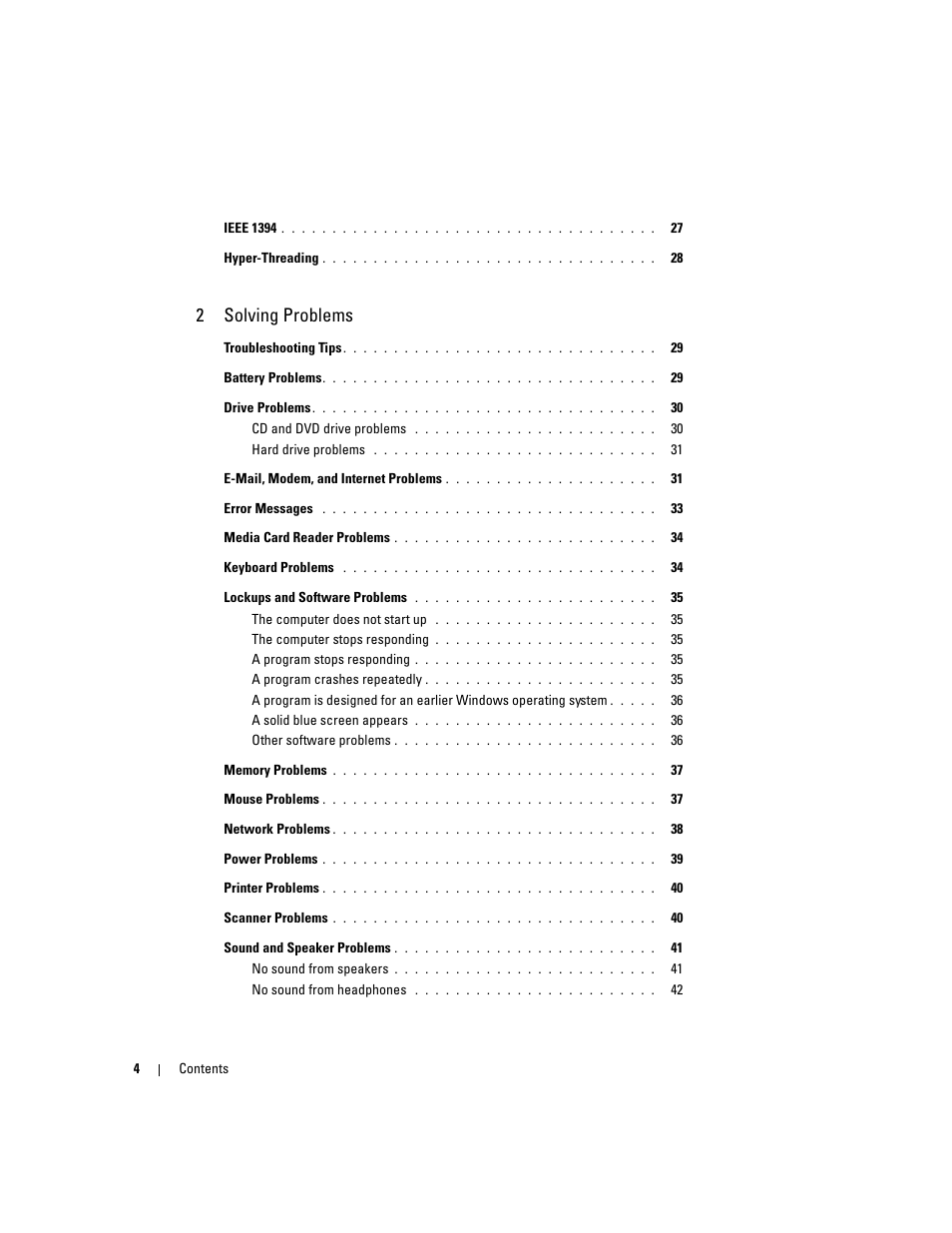 2solving problems | Dell Dimension 9100 User Manual | Page 4 / 140