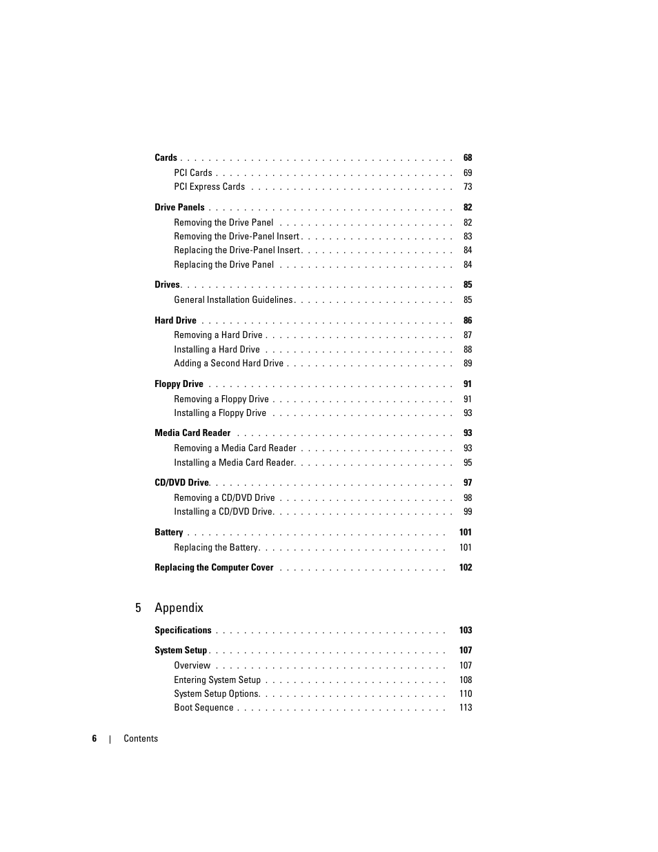 5appendix | Dell Dimension 9100 User Manual | Page 6 / 140