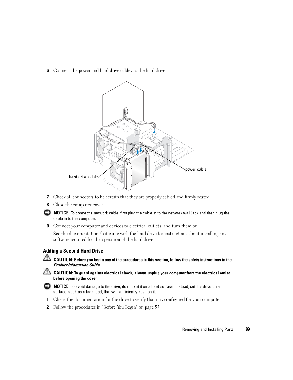 Adding a second hard drive | Dell Dimension 9100 User Manual | Page 89 / 140