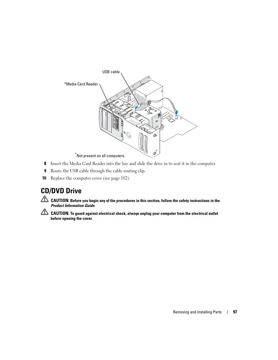 Cd/dvd drive | Dell Dimension 9100 User Manual | Page 97 / 140