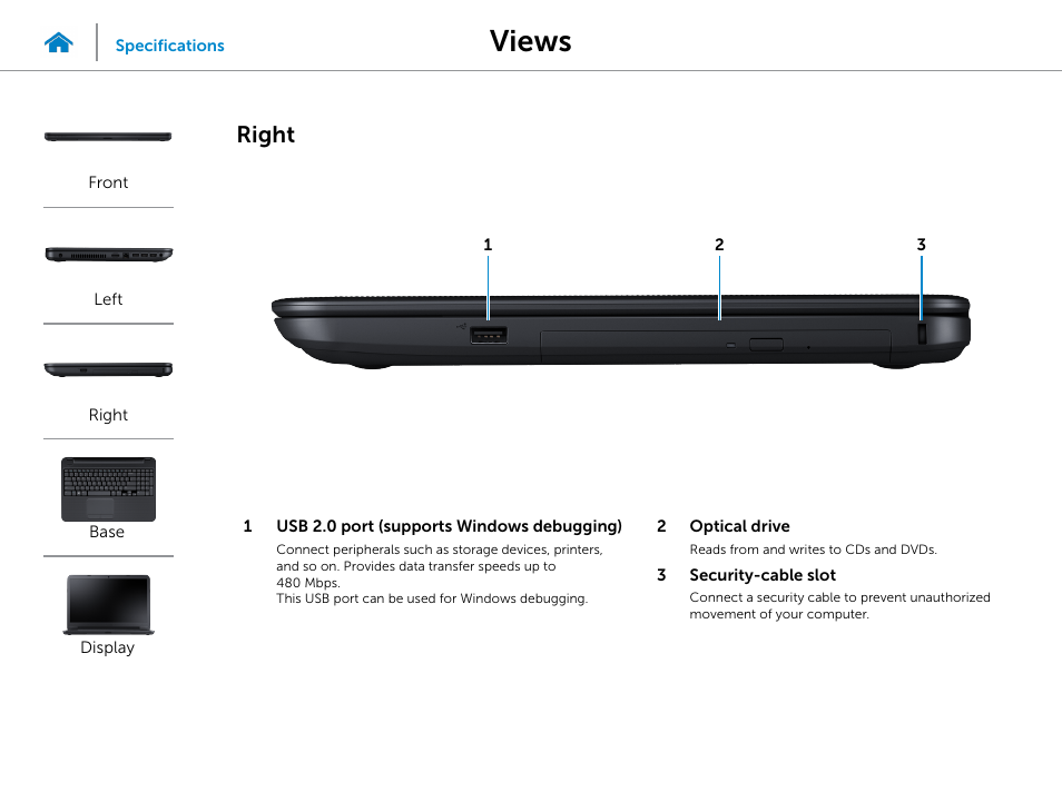 Right, Views | Dell Inspiron 15 (3537, Mid 2013) User Manual | Page 4 / 22