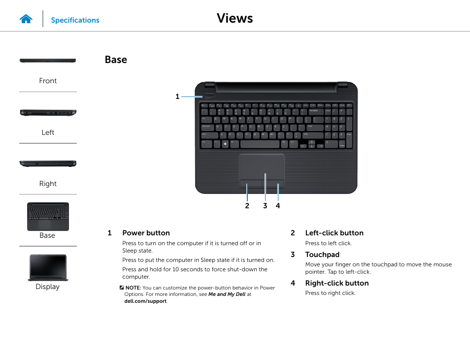 Base, Views | Dell Inspiron 15 (3537, Mid 2013) User Manual | Page 5 / 22