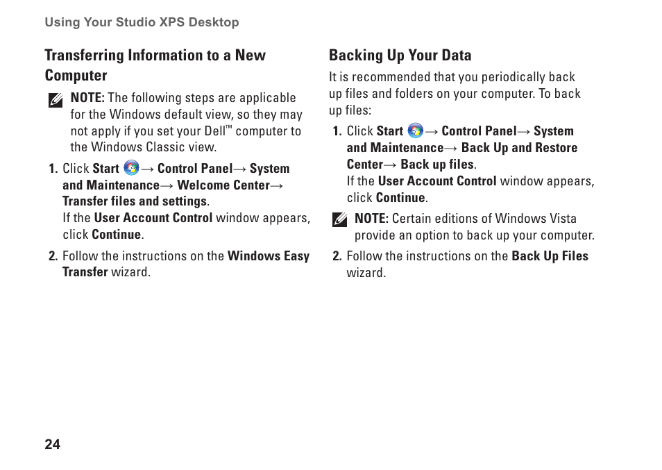 Dell Studio XPS 435T / 9000 (Early 2009) User Manual | Page 26 / 70