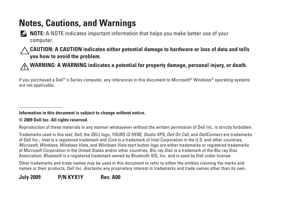 Dell Studio XPS 435T / 9000 (Early 2009) User Manual | Page 4 / 70