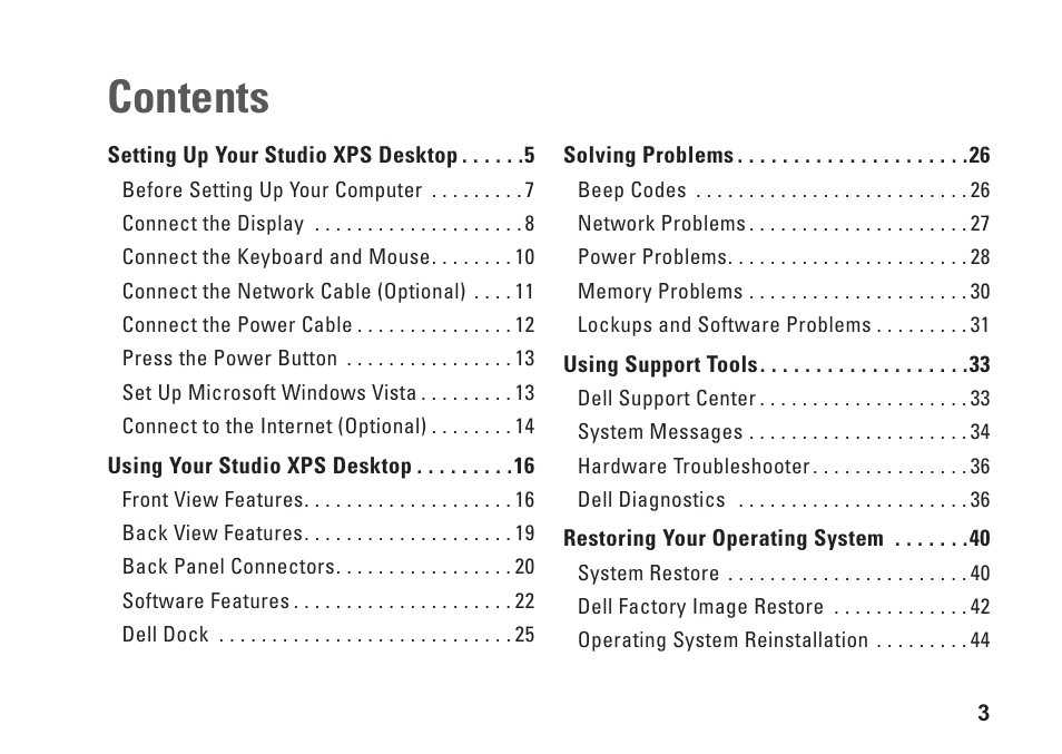 Dell Studio XPS 435T / 9000 (Early 2009) User Manual | Page 5 / 70