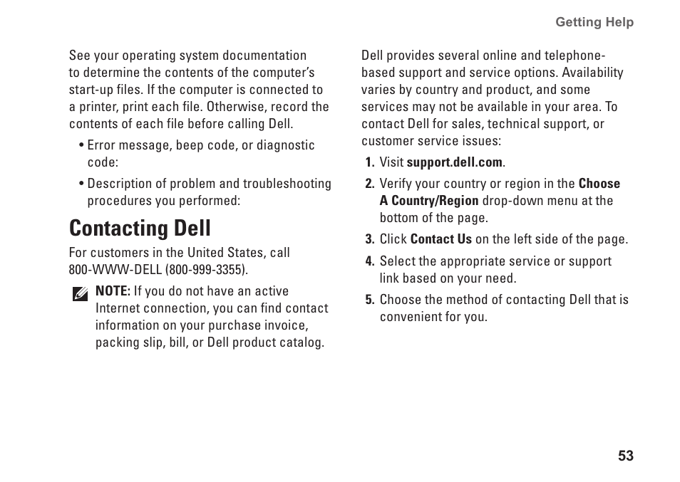 Contacting dell, 53 for assistance | Dell Studio XPS 435T / 9000 (Early 2009) User Manual | Page 55 / 70