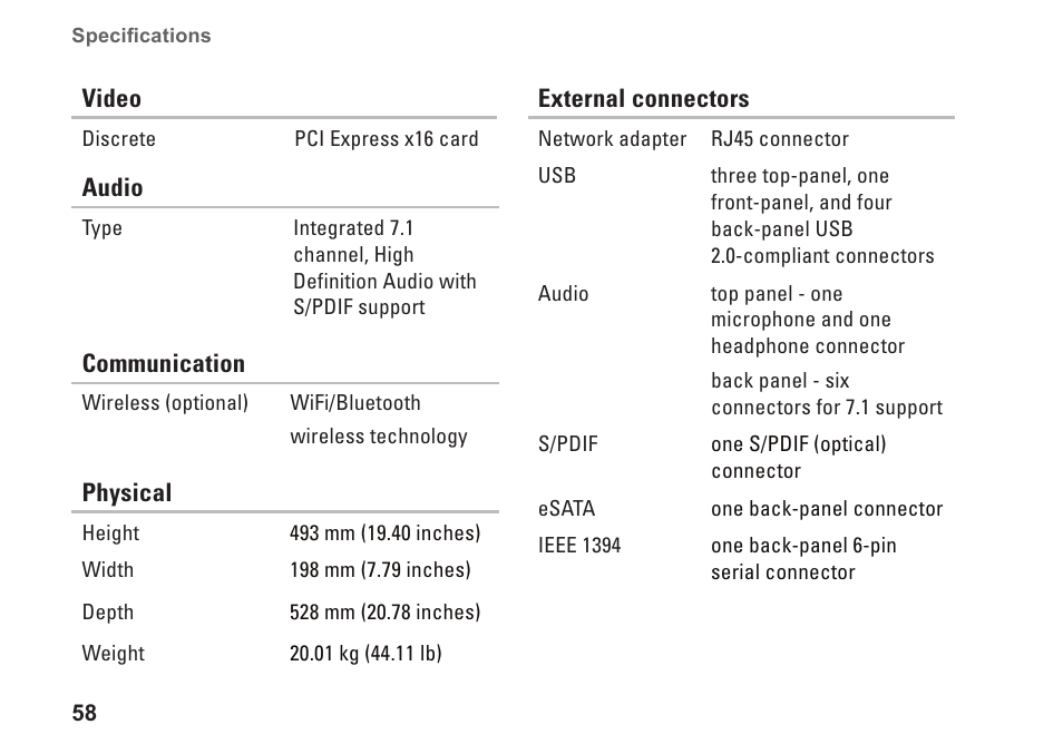 Dell Studio XPS 435T / 9000 (Early 2009) User Manual | Page 60 / 70