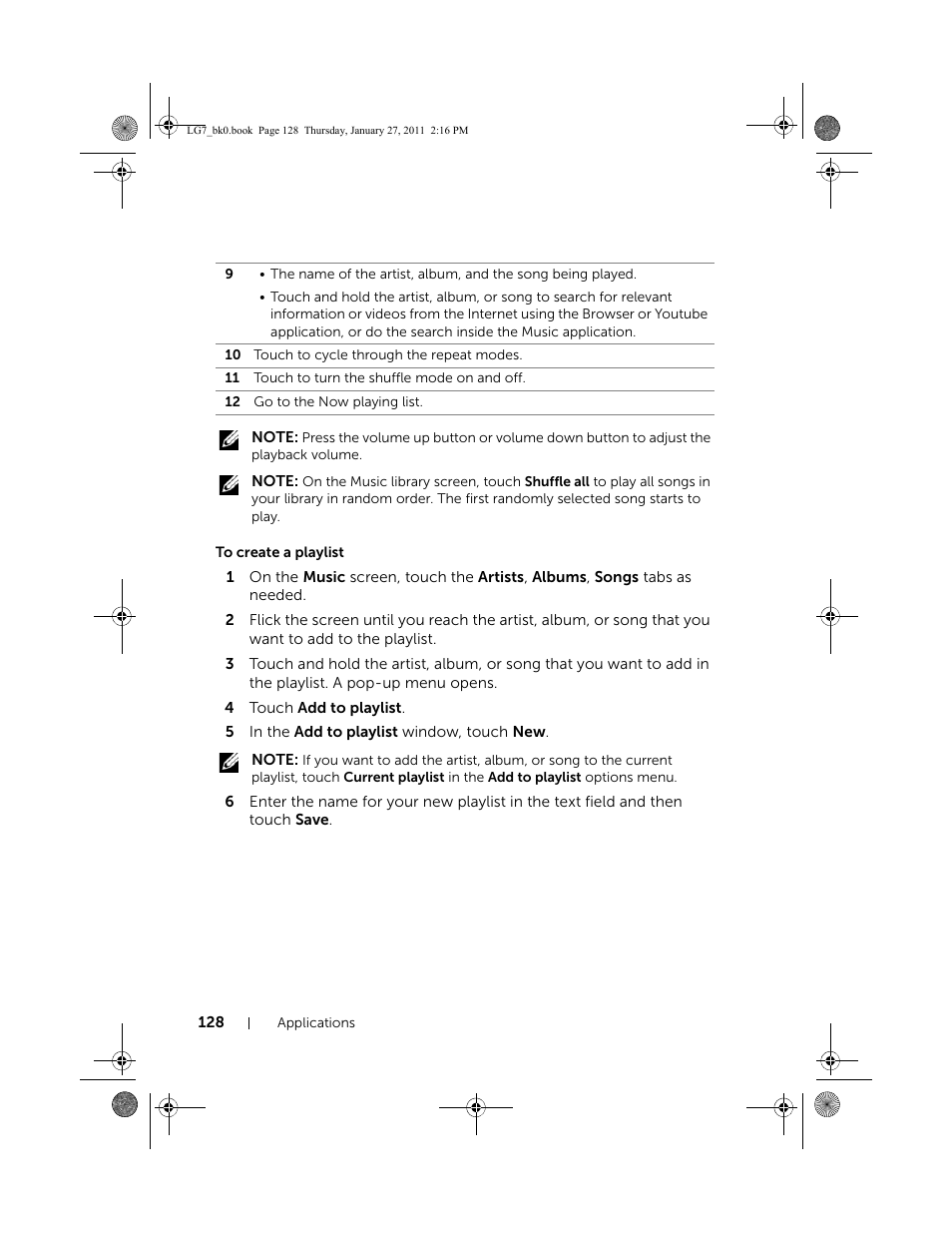 To create a playlist | Dell Mobile Streak 7 User Manual | Page 128 / 145