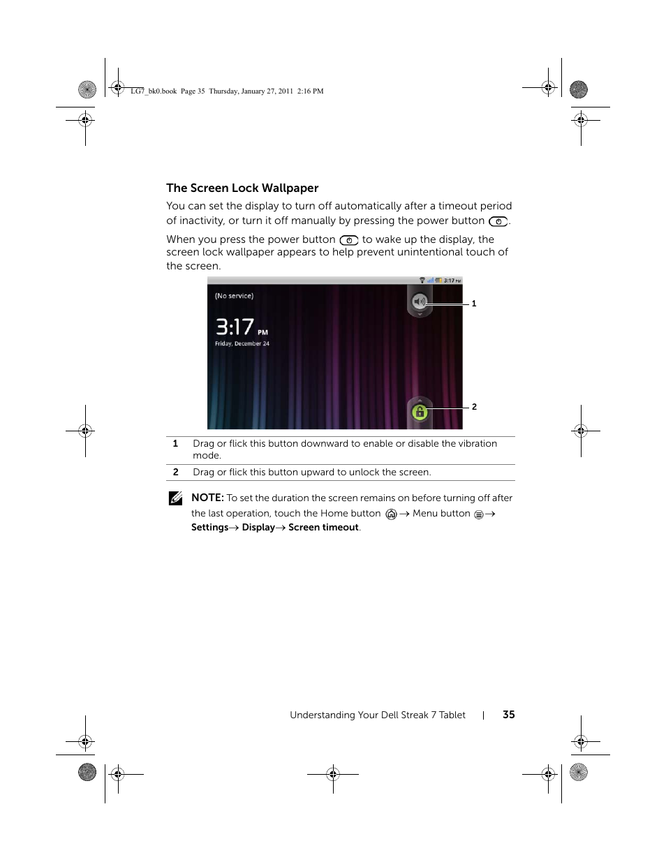 The screen lock wallpaper | Dell Mobile Streak 7 User Manual | Page 35 / 145