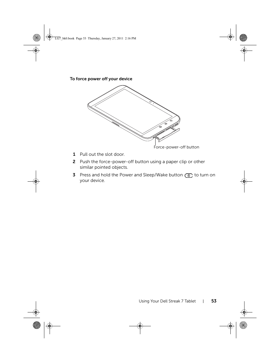 To force power off your device | Dell Mobile Streak 7 User Manual | Page 53 / 145